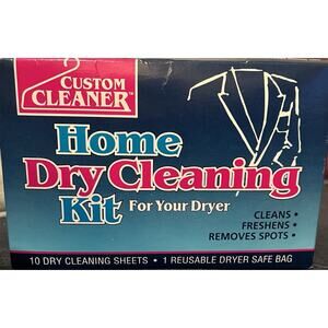 Custom Cleaners Home Dry Clean Kit 10 Cleaning Sheet + 1 Dryer Safe Bag New